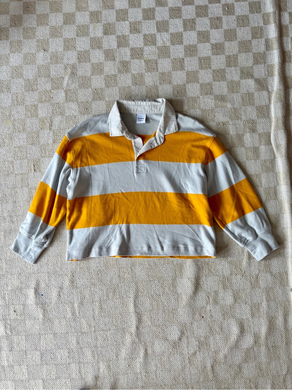 Outdoor Voices Yellow and White Striped Long Sleeve Rugby Tee